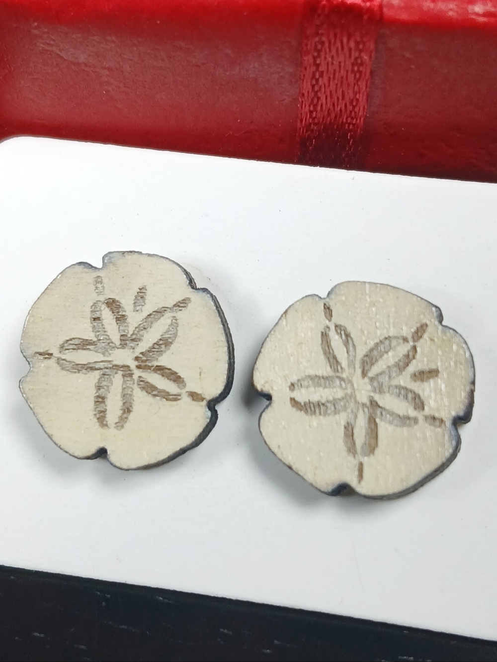 New Sand Dollar Studs Wood Engraved Earrings Beach Ocean Nautical Gift Jewelry